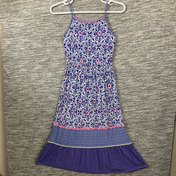 Cherokee Young Girl Floral Blue and Pink Maxi Dress - Picture 1 of 5